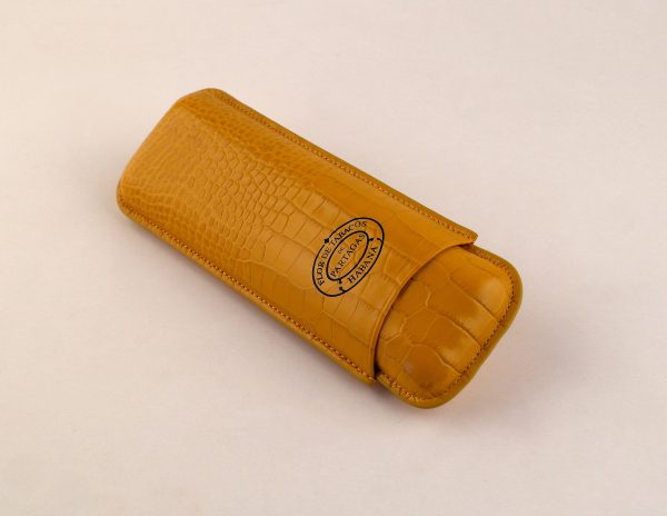 Partagas Leather Cigar Case Croco Effect - Yellow